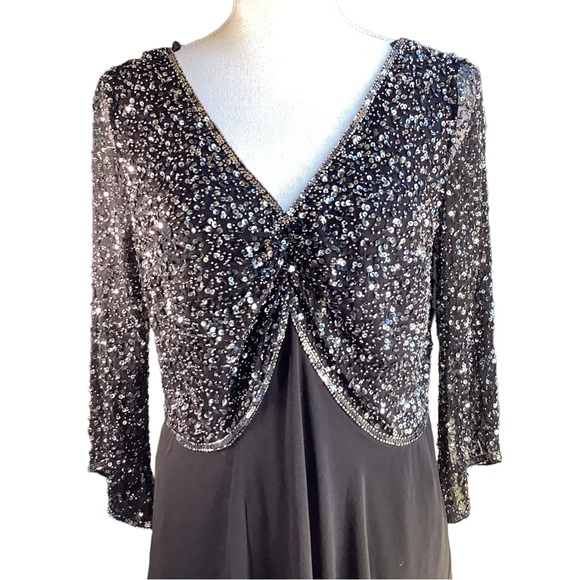 J Kara Black Beaded Formal Gown. S3 - Picture 12 of 14